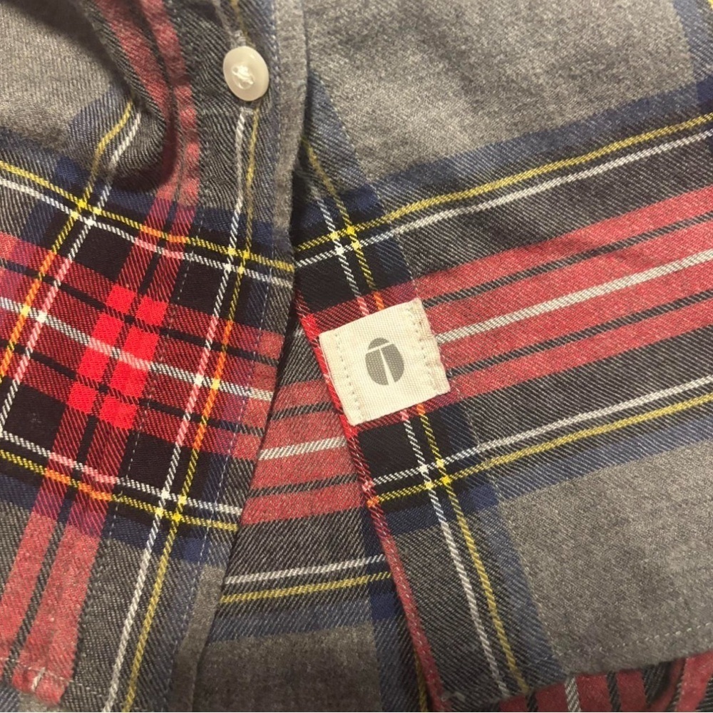 Grayson Women's XS Sz 1 The Hero Flannel Plaid Button Shirt Gray Red - Picture 4 of 5